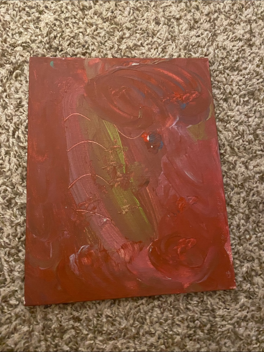 Abstract Red Floral Canvas Wall Art - Unbranded